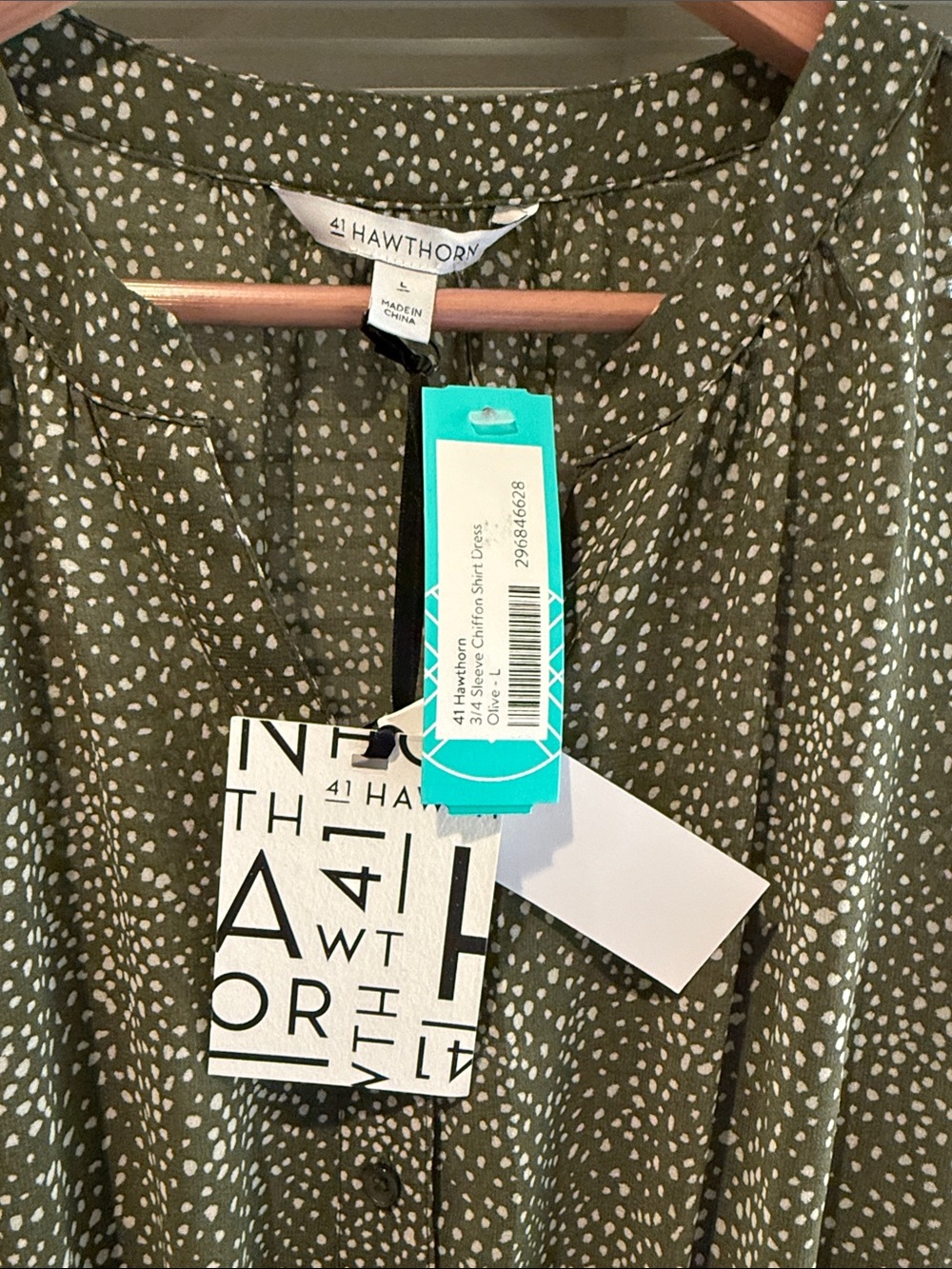 Sage Polka Dot Drawstring Waist Midi Dress - Picture 3 of 3
